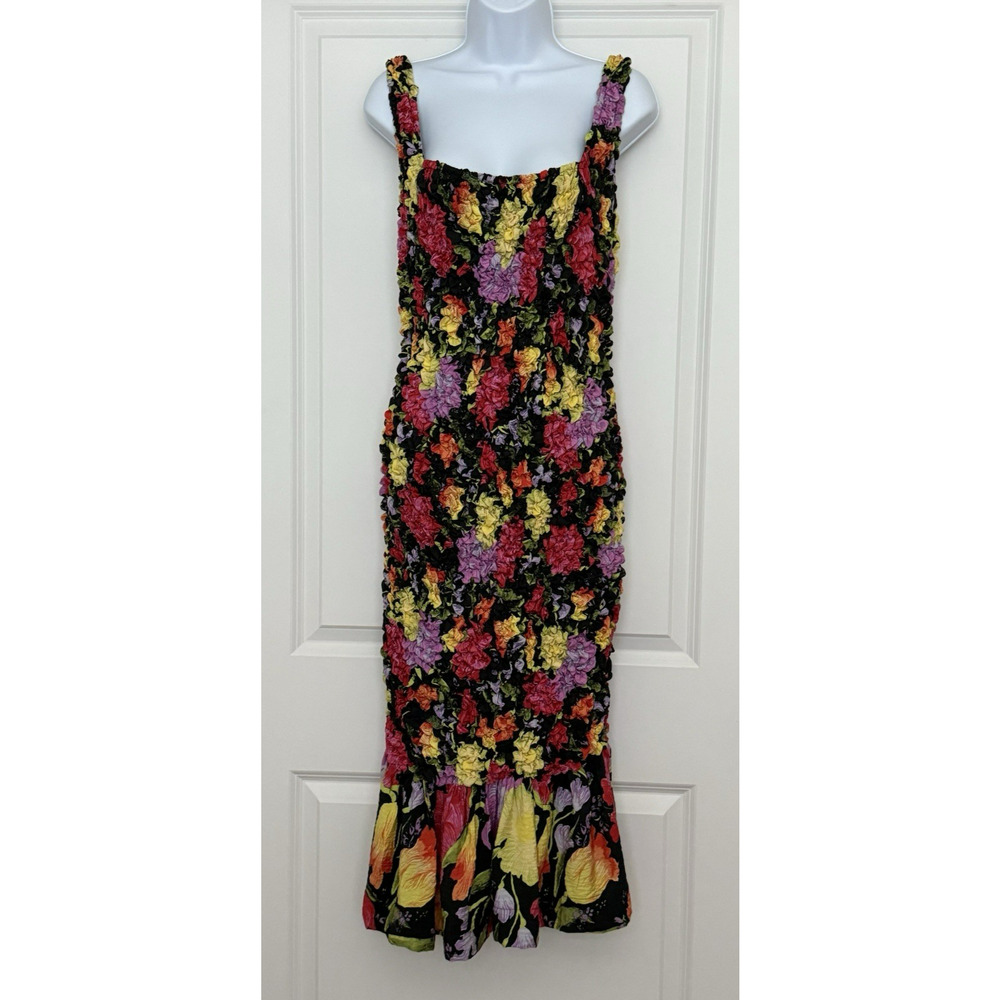 By Anthropologie Yukiko Noritake NWT Square-Neck Pebble-Smocked Dress Size‎ S/M
